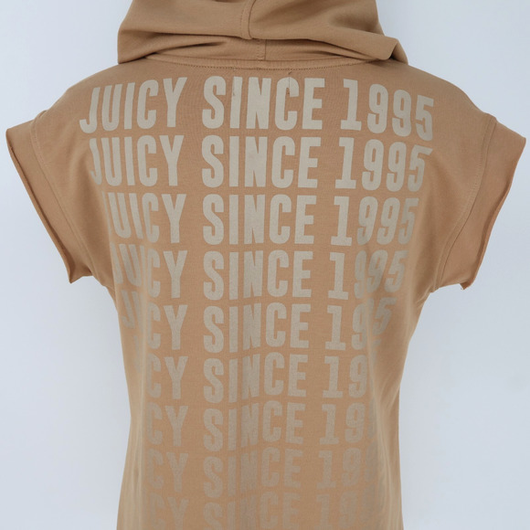 Juicy Couture Top Womens Small Brown Sweatshirt Hooded Tunic Logo on Back New - Picture 12 of 16